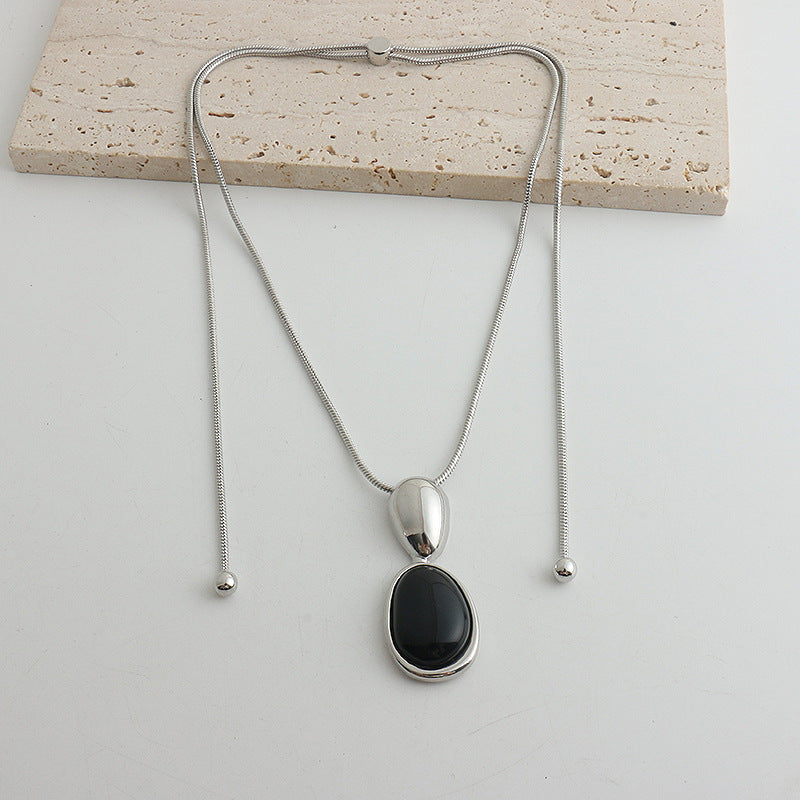 Black Onyx Female Pull Water Drop Necklaces