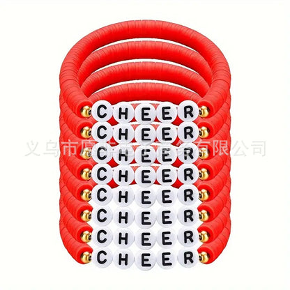 Colorful Polymer Clay Slice Stretch Sports Cheerleading Costume Bracelets