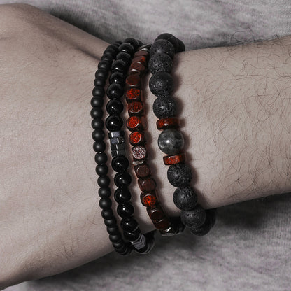 Men's Beaded Suit Haematite Cross Dumbbell Zircon Bracelets