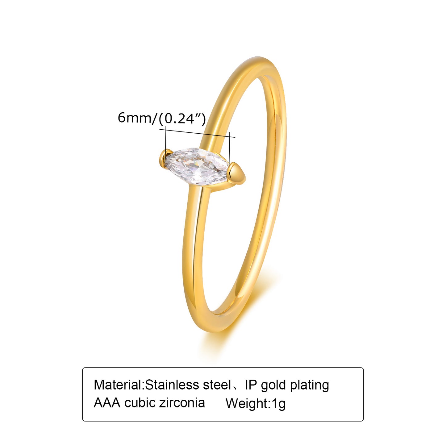 Women's Steel Zircon White Stone Personality Stacked Fashionable Golden Rings