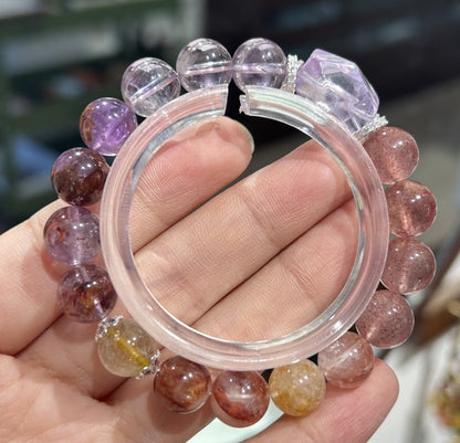 Collection Nine Purple Off Fire Energy Crystal Bracelets