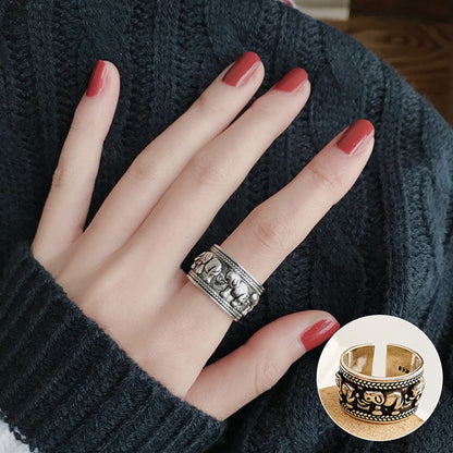 Female Sier Personality Distressed Geometric Simple Rings