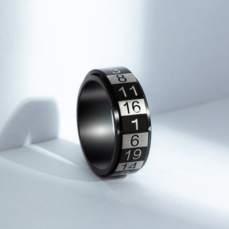 Men's Arabic Numerals Rotatable Titanium Steel Decompression Rings