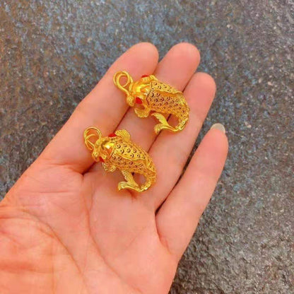 Hollow Rich Koi Filigree Goldfish Copper Pendants