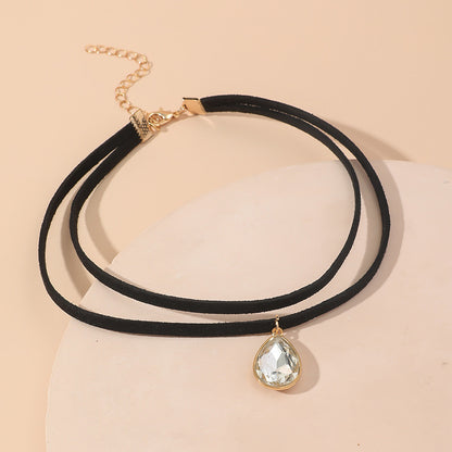 Female Simple Double Layer Water Drop Neckband Necklaces