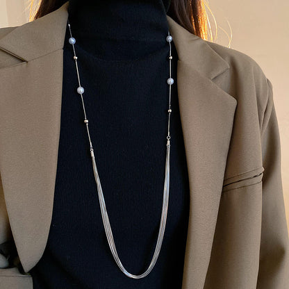 Pearl Tassel Fashion Sweater Chain Temperamental Necklaces