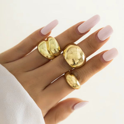 Niche Fashion Design Geometric Arc Glossy Exaggerated Rings