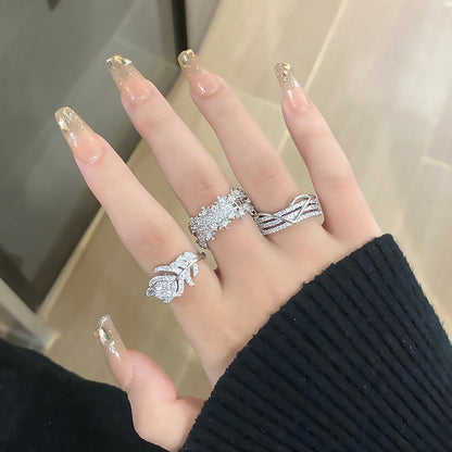 Women's Retro Full Diamond Wheat Irregular Open Fashion Rings