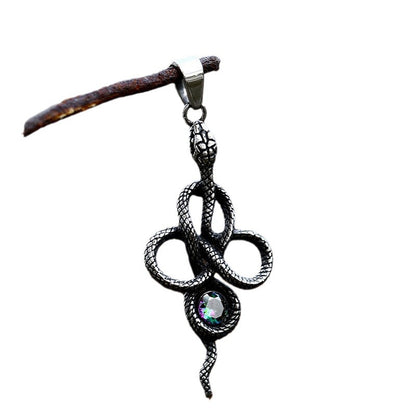 Snake-shaped Titanium Steel Vintage Stainless Snake Inlaid Pendants