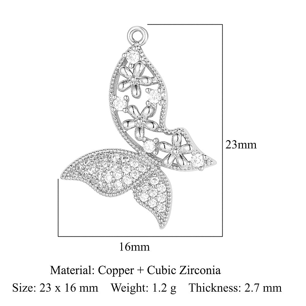 Copper Zircon Flower Angel Ornament Accessories Pendants