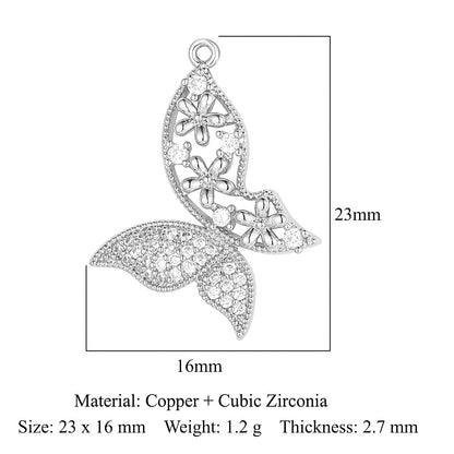 Copper Zircon Flower Angel Ornament Accessories Pendants