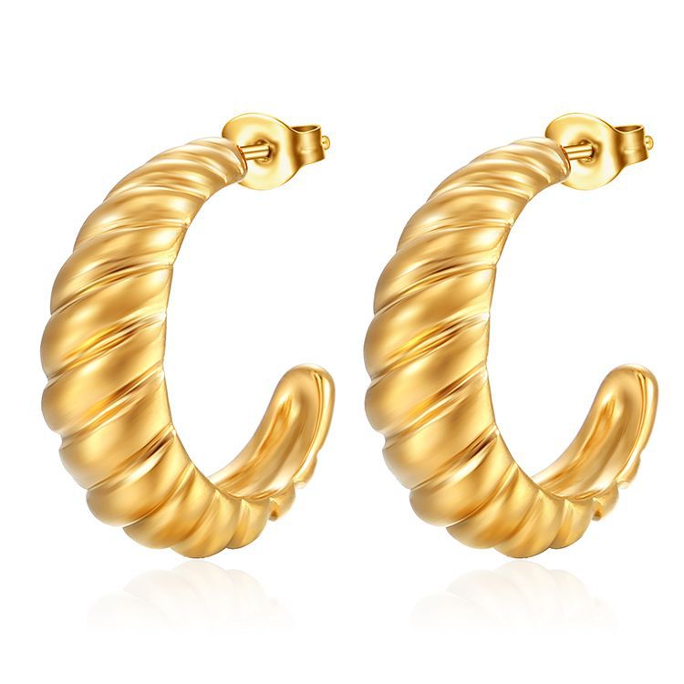 Women's Fashionable Retro Stainless Steel Croissant Simple Earrings