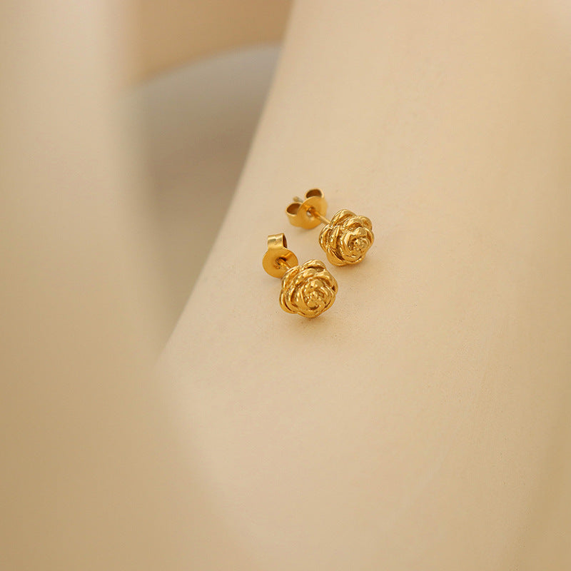 Women's Gold-plated Rose Flower Korean Style Classic Earrings