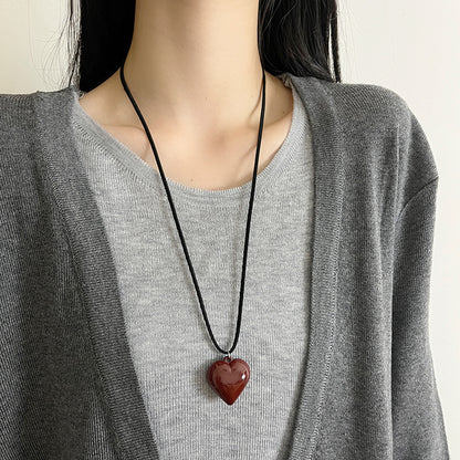 Women's Love Long Leather Rope Adjustable Sweater Necklaces