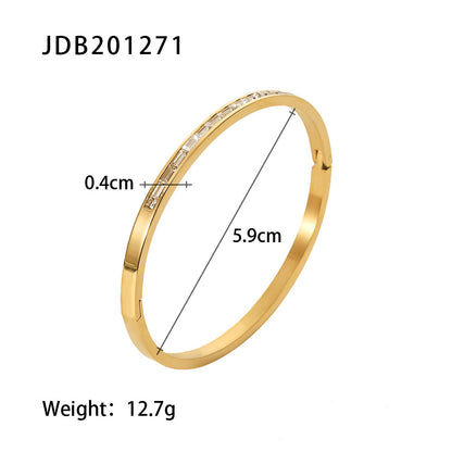 Women's Titanium Steel Fashion Stainless Zircon Inlaid Bracelets