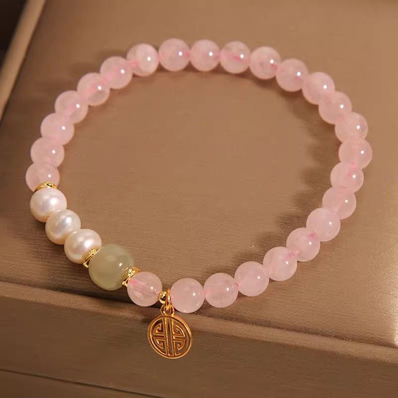 Live Broadcast Pink Crystal Design Blessing Card Bracelets