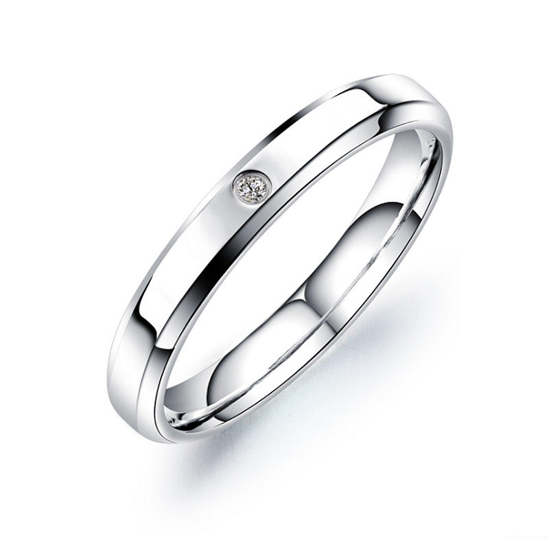 Style Simple Couple Diamond Glossy Single Stainless Steel Rings