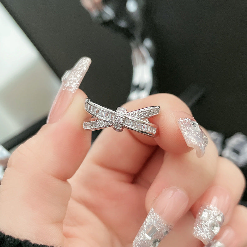 Light Luxury Cross Full Rhinestone Zircon Rings