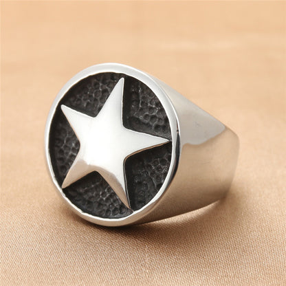 Men's Ornament Titanium Steel Pentagram Retro Trendy Rings