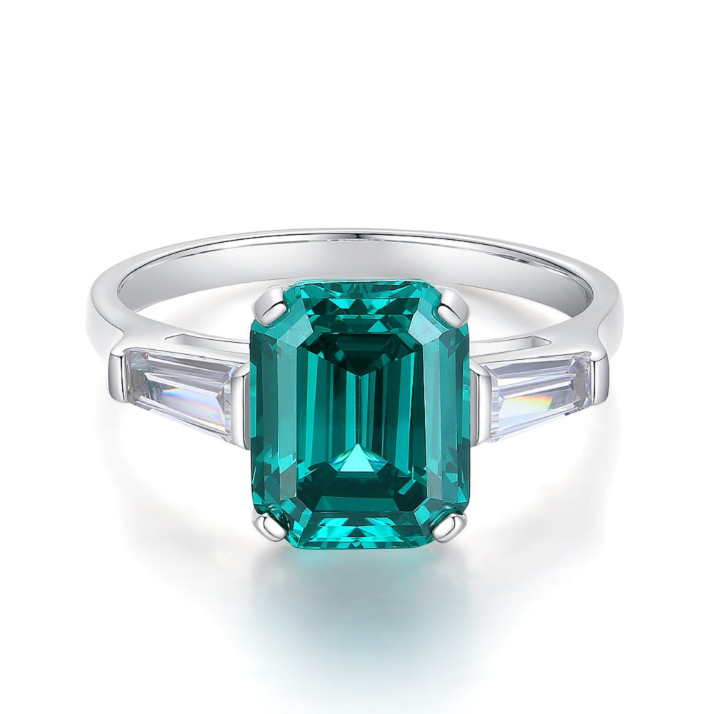 Emerald Female High Carbon Diamond Cut Ice Rings