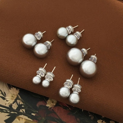 Sier Needle Highlight Imitation Pearl Simple Retro Rings