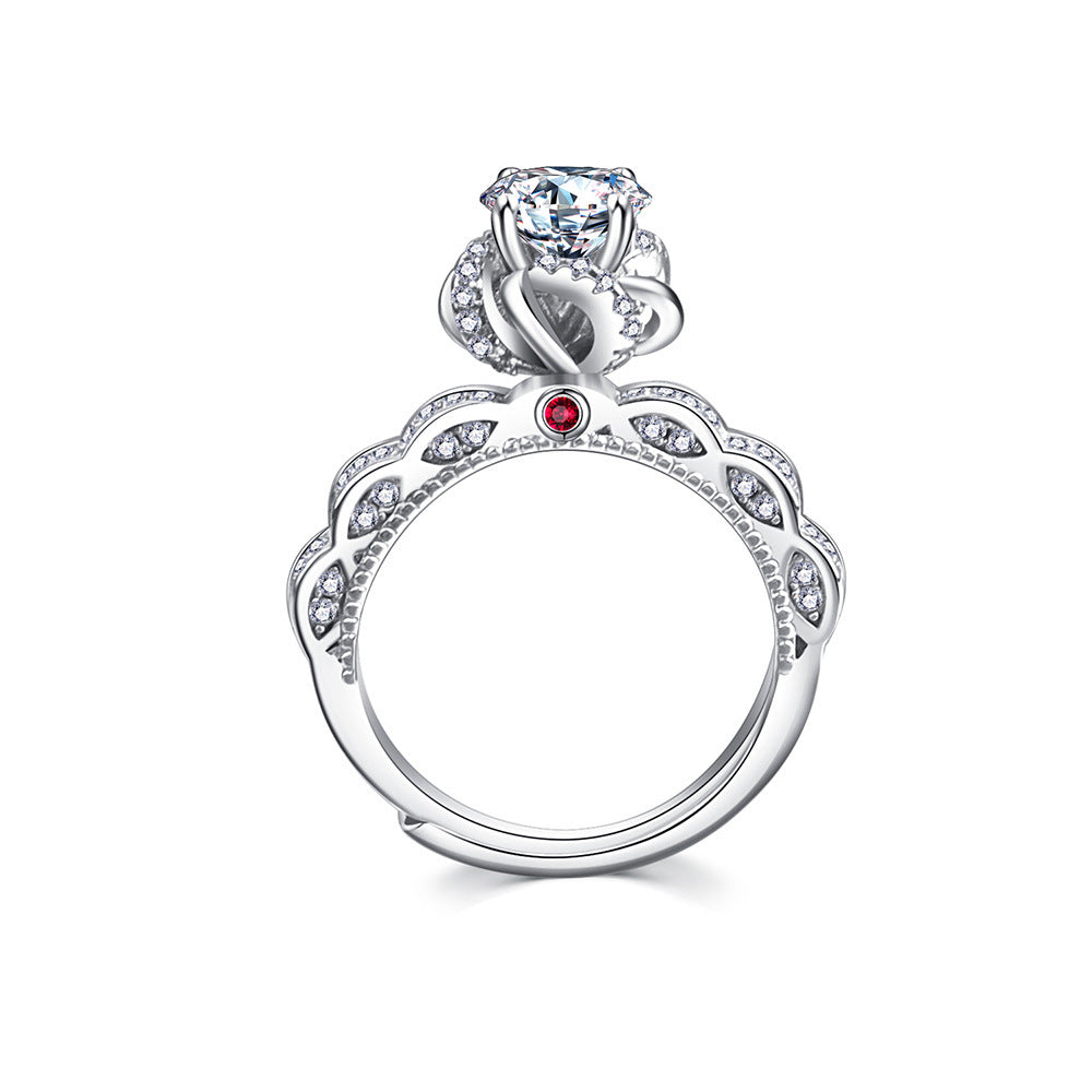 Elegant Imitation Moissanite Open Adjustable Live Broadcast Rings