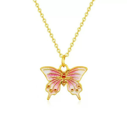 Women's Gold Chinese Enamel Butterfly Pure Gifts Pendants