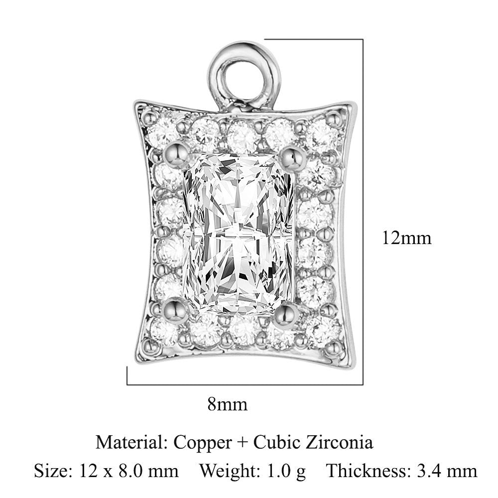 Drop Copper Zircon Square Ornament Accessories Pendants