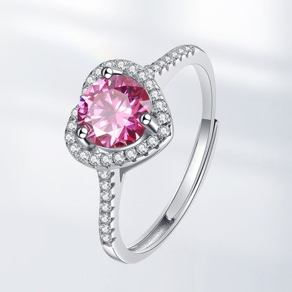 Heart-shaped Diamond Female Design Sense Niche Open Rings