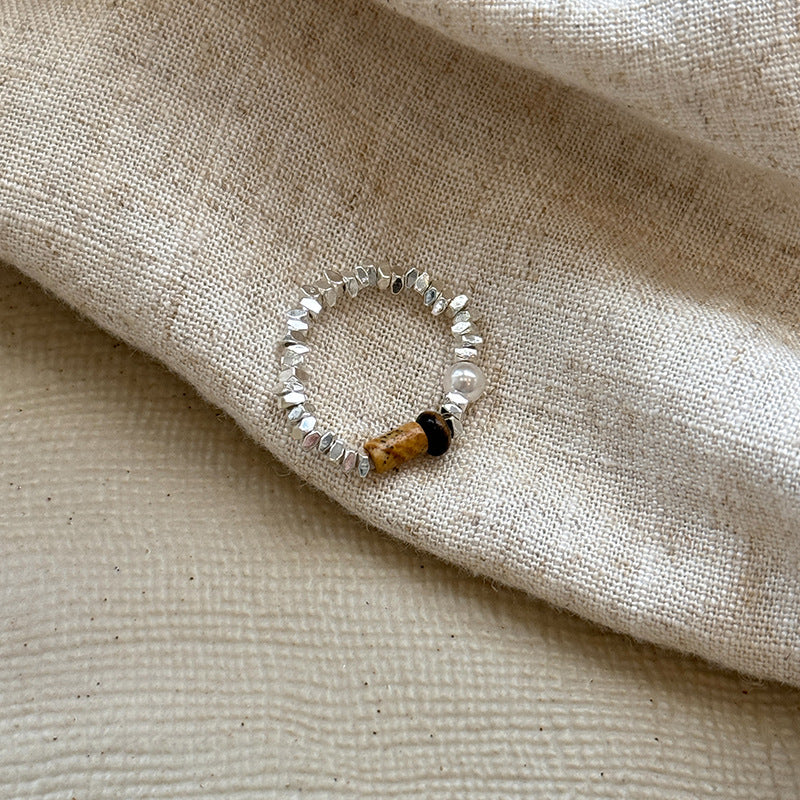 Tigereye Beaded Female Index Finger Chinese Rings