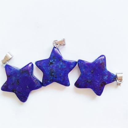 Natural Crystal Pentagram Star Moon Ornament Pendants