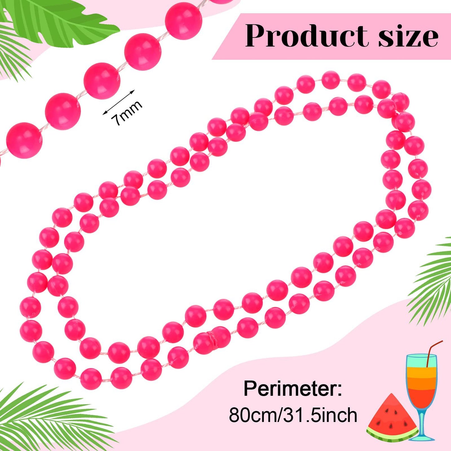 Women's Neon Color Pearl Party Dress Up Accessories String Necklaces