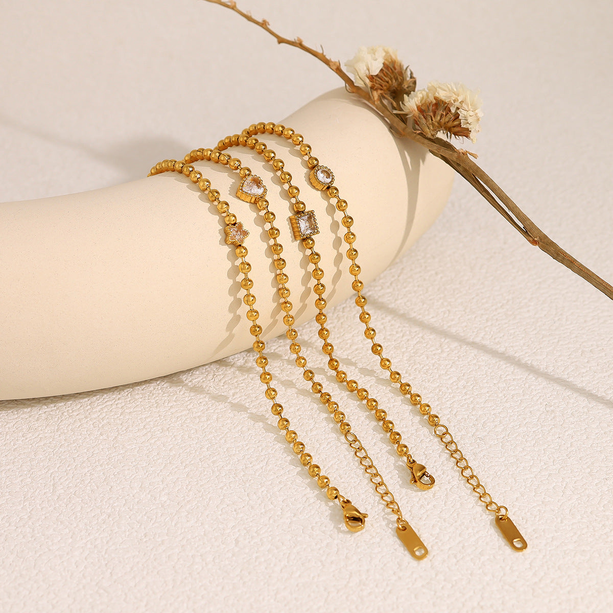 Women's Small Gold Bead Chain Suit Stainless Steel Simple Bracelets