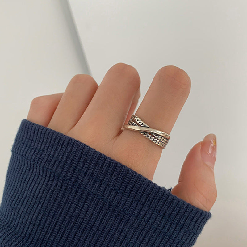 Women's Sier Thai Retro Combined Set Trendy Rings