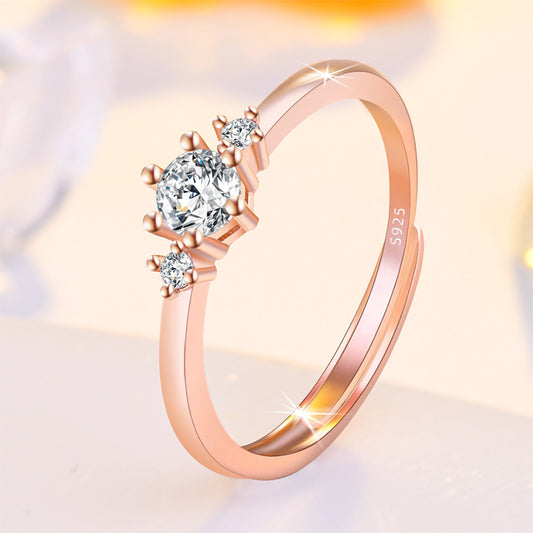 Simple Creative Female Design Diamond Index Rings