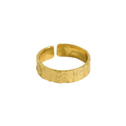 Irregular Concave Gold Tin Foil Pattern Rings