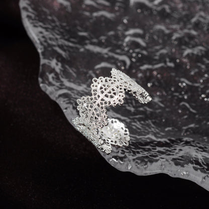 Women's Lace Hollow Metal Open-end For High Sense Rings