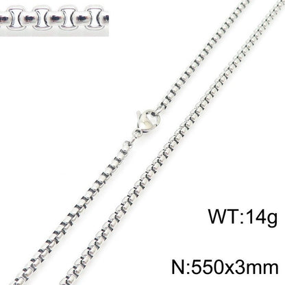 Women's & Men's Stainless Steel Square Pearl Chain Titanium Card Necklaces