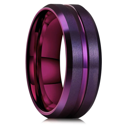 Fashion Color Purple Beveled Slotted Quantity Rings