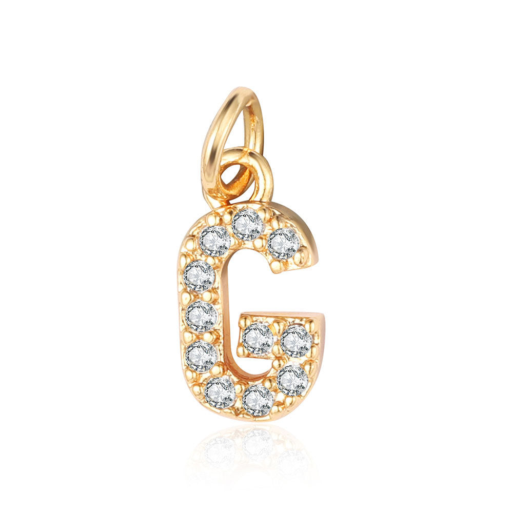 English Letters Copper Zircon Ornaments Accessories Yellow Gold Pendants