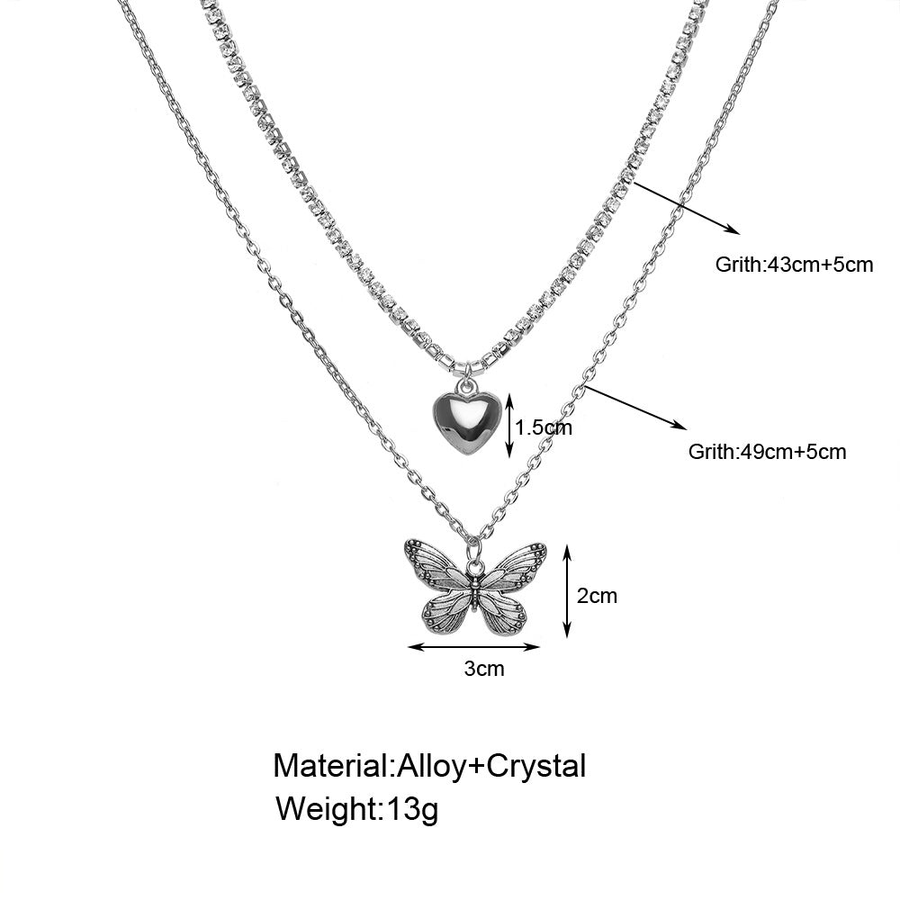 Full Diamond Box Chain Love Creative Necklaces