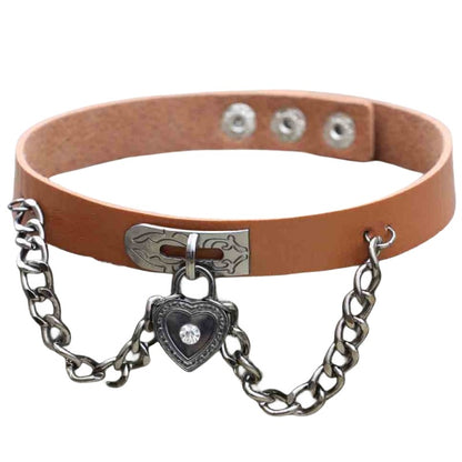 Heart-shaped Lock Punk Leather Chain Exaggerated Necklaces