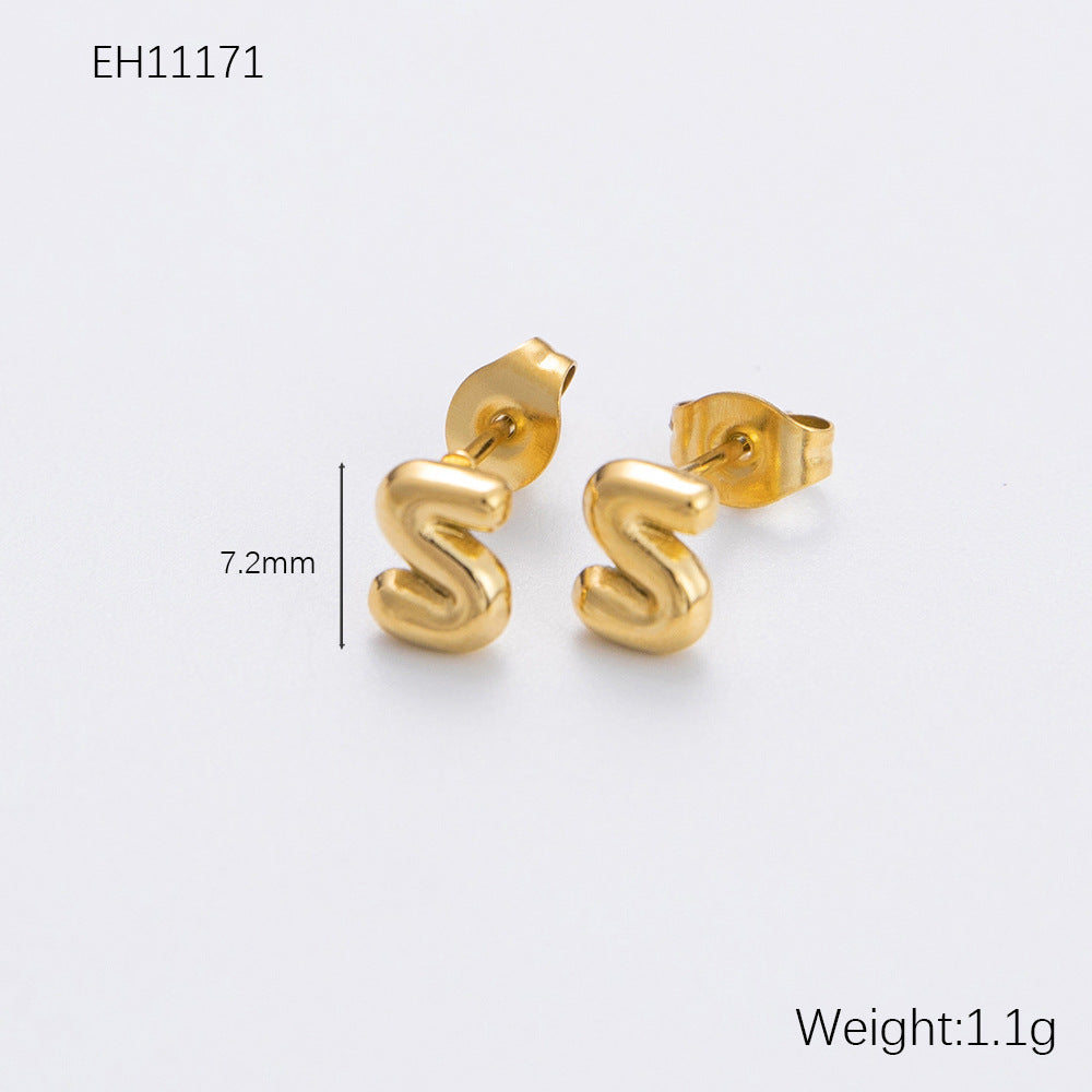 Women's Alphabet Letter Stainless Steel Gold-plated High-grade Affordable Luxury Earrings