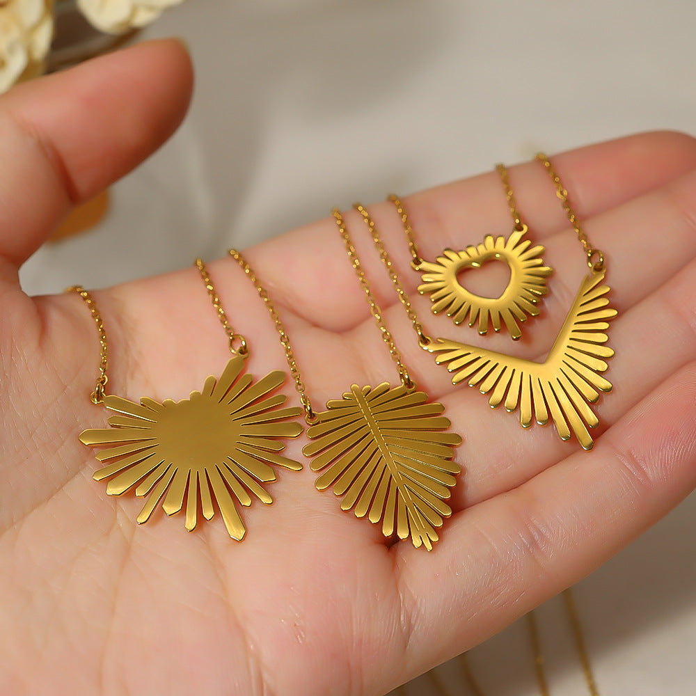 Sunflower Series Suit Gold Titanium Steel Choker Necklaces