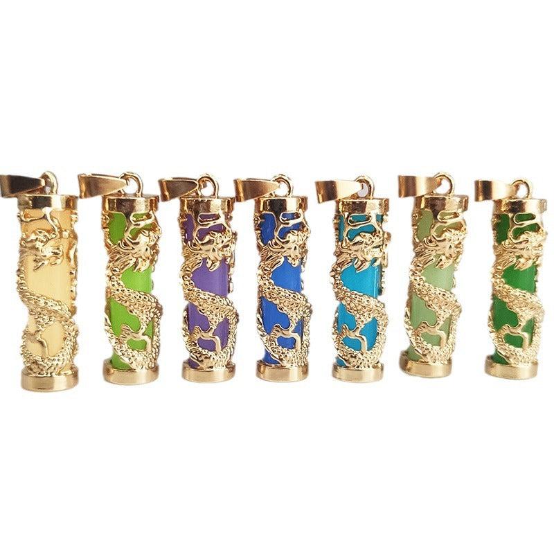 Men's Gold Luminous Dragon Column Resin Domineering Pendants