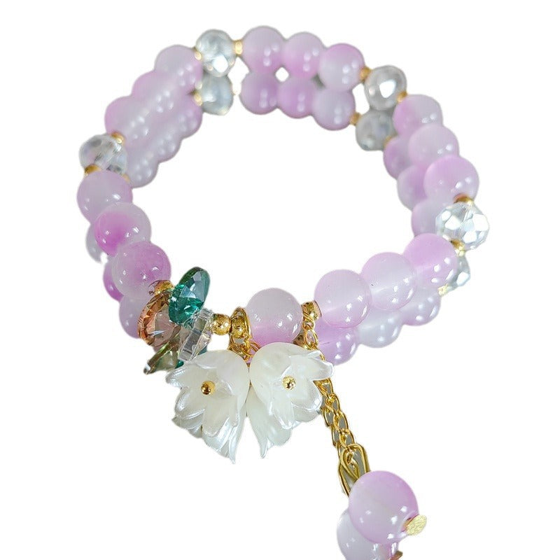 Cream Two-color Lily Female Temperament Small Jewelry Bracelets