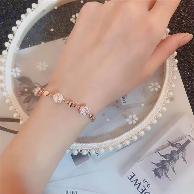 Korean Style Diamond Plated Rose Gold Bracelets