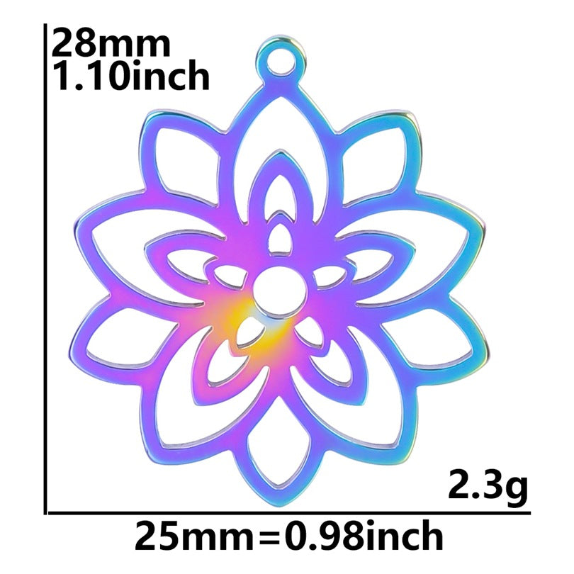 Lotus Ornament Accessories Colorful Steel Stainless Pendants