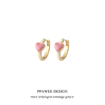 Heart White Red High-grade Design Small Exquisite Earrings