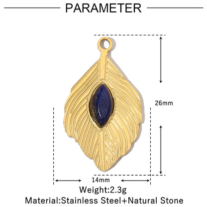 Natural Stone Titanium Steel Female French Pendants